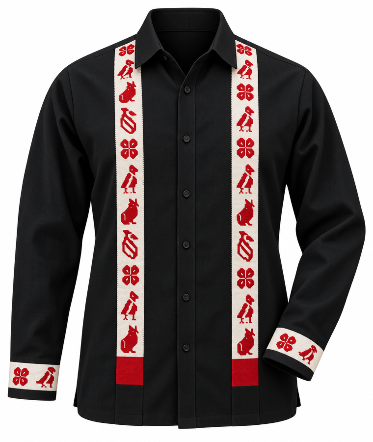 Camisa negra bordada tradicional