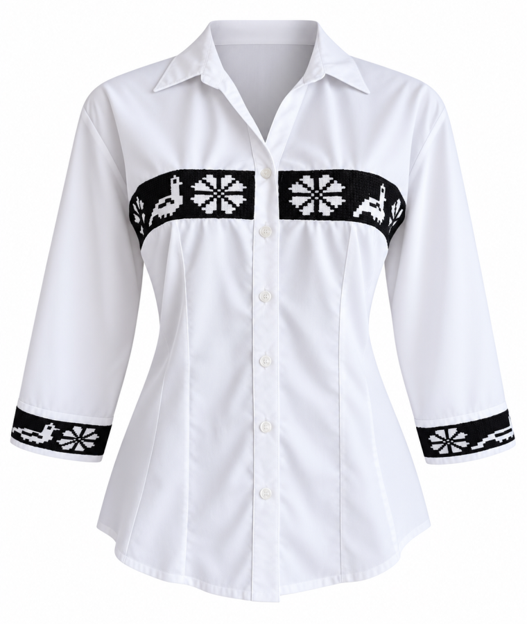 Blusa blanca con bordado folk negro