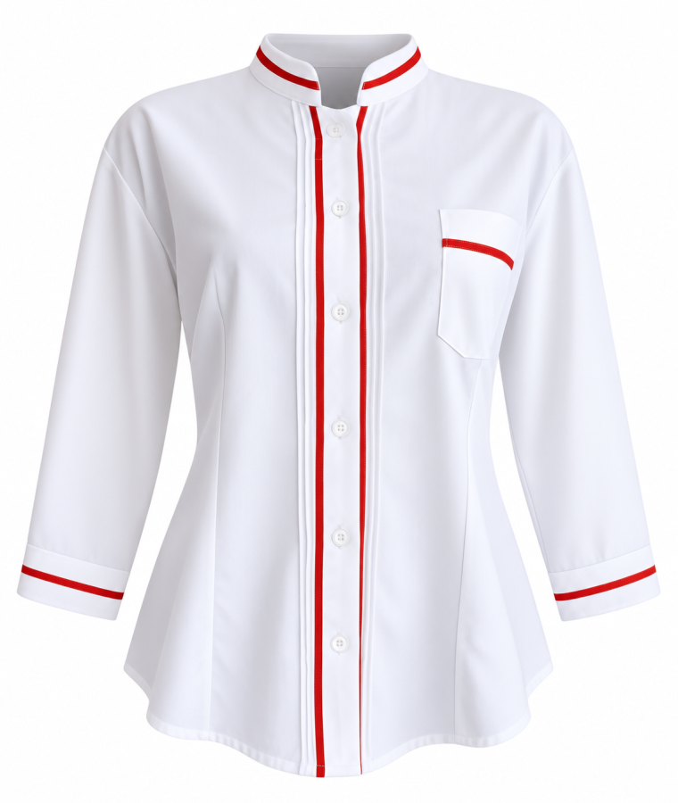 Blusa blanca con detalles rojos