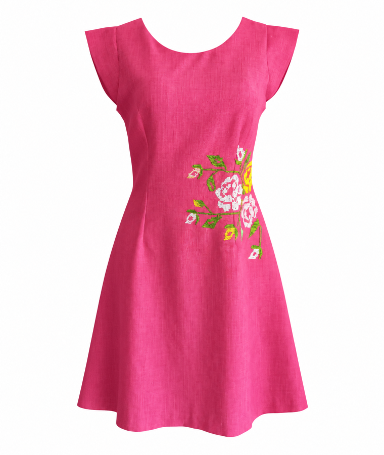 Vestido fucsia bordado de flores