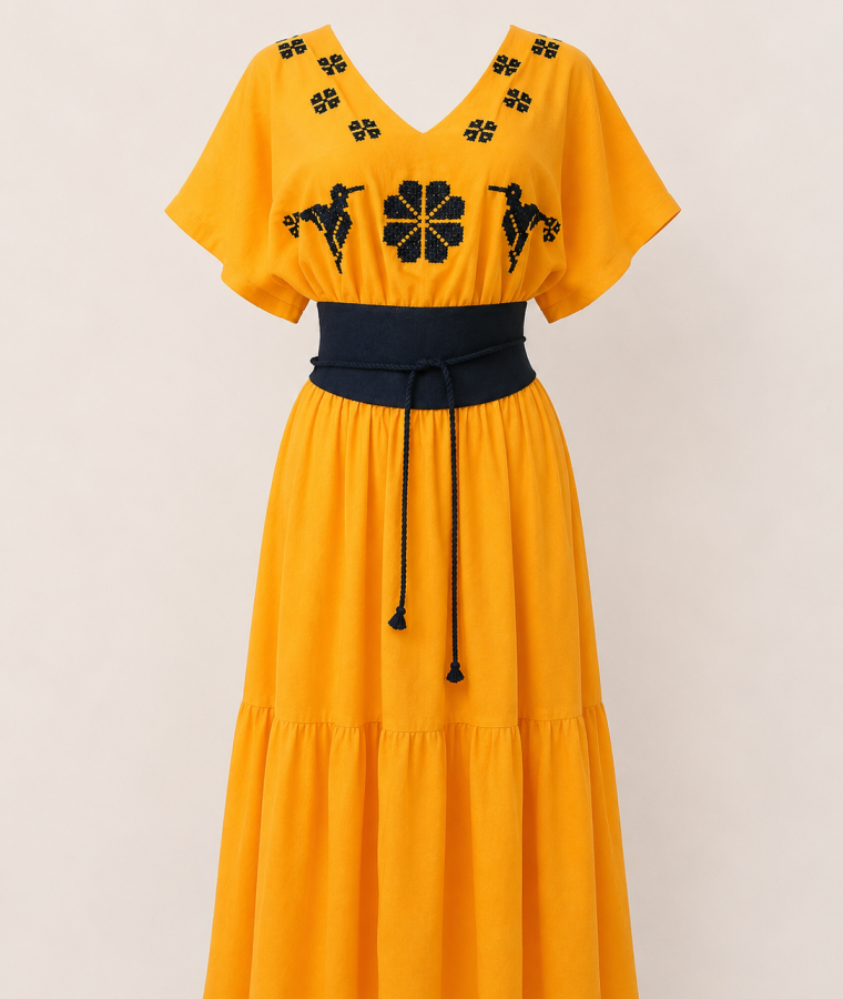 Vestido de lino artesanal