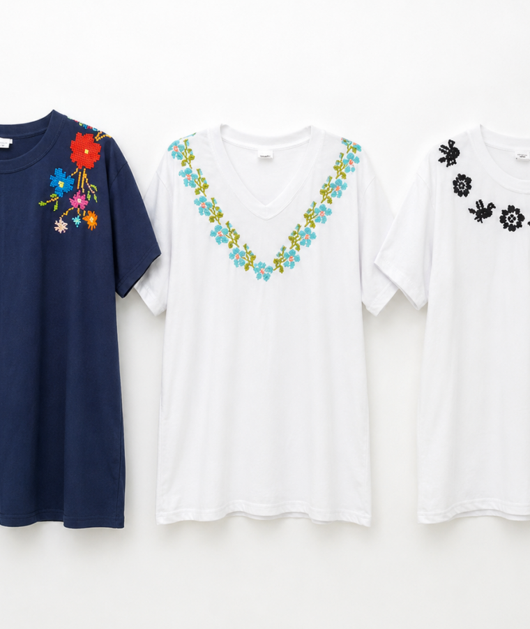 Playera con bordado a mano